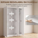 Armadio Guardaroba 109x37x180 cm con Ripiani Regolabili e Ante Soft Close in MDF e Lega di Alluminio Bianco      