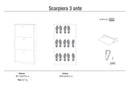 Scarpiera Salvaspazio 3 Ante 7 Paia  63x117x18 cm Noce Stelvio