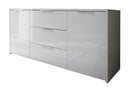 Credenza Mobile da Salotto 2 Porte 3 Cassetti 75x160x42cm TFT  Sorren Bianco Lucido