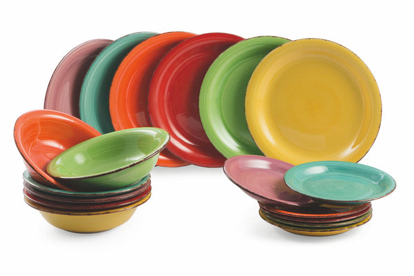 Service de table 18 pièces en Dolomite Dure Multicolore VdE Tivoli 1996 Baita sconto