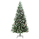 Albero di Natale Artificiale Innevato 210 cm 1172 Rami con Bacche Rosse  Pino Verde