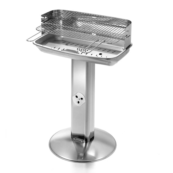 sconto Barbecue a Carbone con Gamba a Colonna Ompagrill Griglia di Cottura in Acciaio Cromato con Sistema di Areazione Struttura in Acciaio Inox