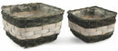 Set 2 Portavasi Quadrati in Legno Soriani Grigio