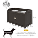 Ciotole per Cani Rialzate 60x30x36 cm in Acciaio Inox e Struttura in Legno con Cassetto Marrone   
