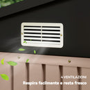 Capanno Box da Giardino 305x245x194 cm con 4 Prese d'Aria e Porte Doppie con Serratura in Metallo Marrone      