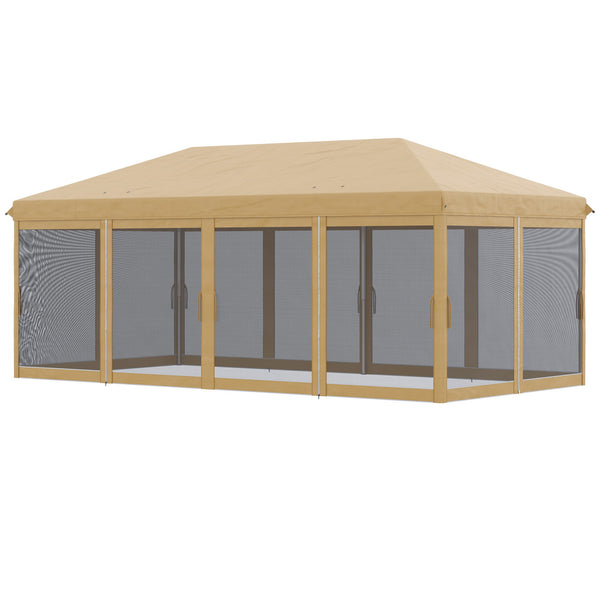 online Gazebo da Giardino 6x3m Pieghevole con Zanzariera Altezza Regolabile e Borsa di Trasporto Beige