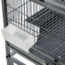 Voliera Doppia Gabbia per Uccelli 95x45,5x102 cm in Metallo con Ruote Grigia