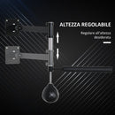 Speed Bag a Parete per Boxe e MMA ad Altezza Regolabile con Asta 79x72x20 cm in Acciaio e PU Nero