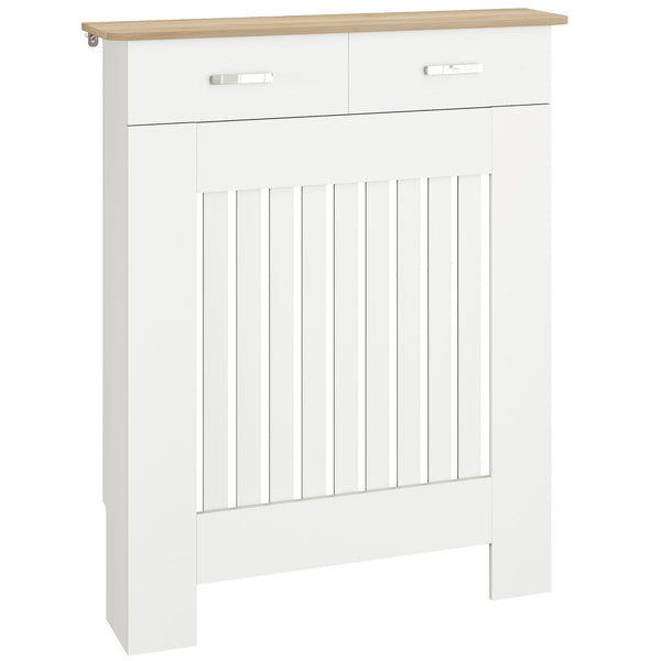 Copritermosifone a Doghe 78x19x97 cm Antiribaltamento con Cassetto in Legno Bianco online