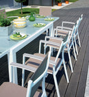 Tavolo Allungabile da Giardino in Alluminio Piano in Vetro Vorghini Pietra Ligure Bianco