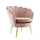 Fauteuil Rembourré Dos Coque en Velours Pieds Or Rose Antique