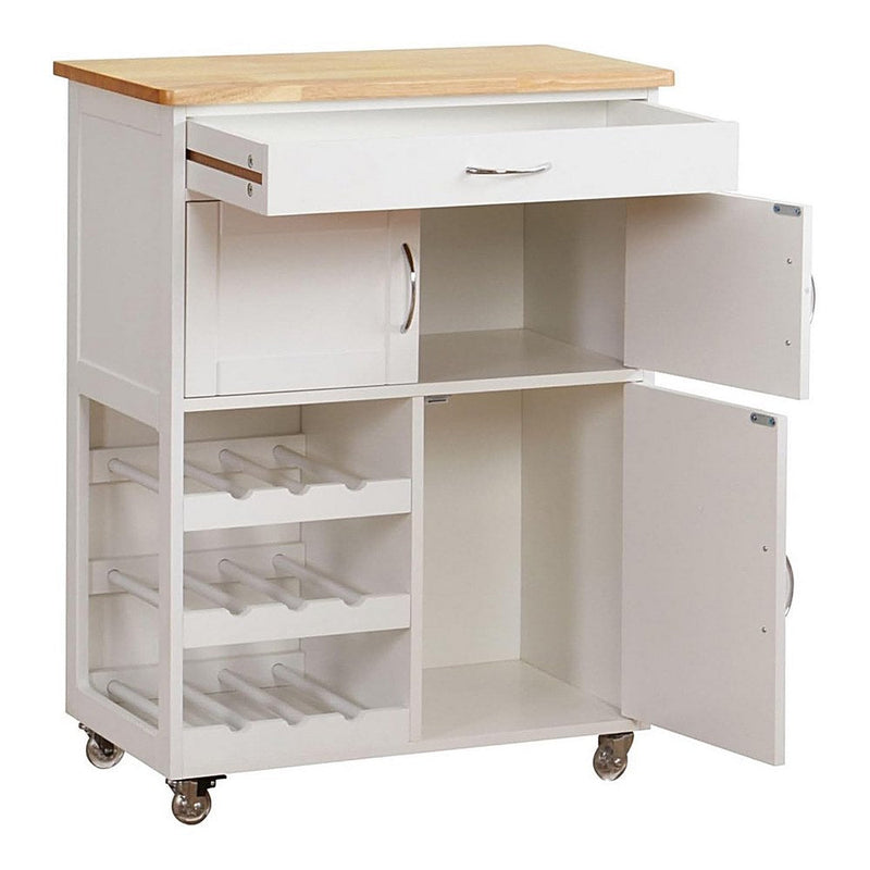 Carrello da cucina 67x36x87 cm in legno Rovere bianco