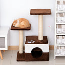 Albero Tiragraffi per Gatti con Topolino Appeso in Peluche Marrone 45x33x70 cm 