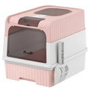 Lettiera per Gatti Chiusa 48x35x36 cm con Vassoio Estraibile Paletta e Deodorante in PP e ABS Rosa      