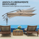 Ombrellone da Giardino a Braccio 300x325x230A cm Base a Croce in Metallo e Poliestere Cachi  