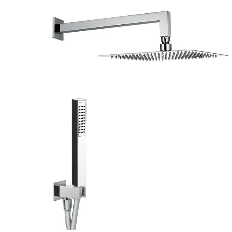 Kit Soffione Doccia Quadrato 20x20 cm in Acciaio Inox Rondò 20