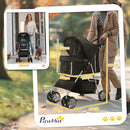 Passeggino per Cani Pieghevole 75x45x97 cm Peso Max 10 kg con Cestino e Portabicchiere Nero 