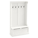 Appendiabiti da Terra 96x34x179,7A cm con Panca Porta Scarpe 5 Ganci Dispositivo Antiribaltamento in MDF Crema      