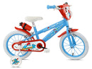 Bicicletta per Bambini 14" MTB a 2 Freni e Stabilizzatori Puffi Azzurro e Rosso