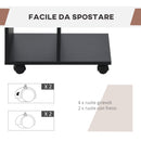 Tavolino da Salotto a C 45x35x58 cm con 2 Ripiani e 4 Ruote Girevoli Nero