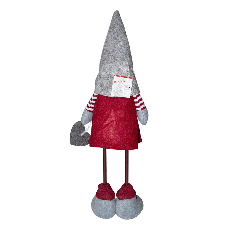 Gnomo di Natale H50 cm con Luce Grigio e Rosso
