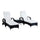 Lot de 2 bains de soleil de jardin en rotin synthétique avec matelas rembourré et table basse noire
