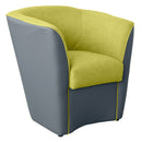 Poltroncina a Pozzetto 70x67x76 cm in Tessuto e Similpelle Grigio e Verde