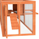 Conigliera da Esterno Casetta Rampe e 2 Recinti 309x69,5x87 cm in Legno Arancione  