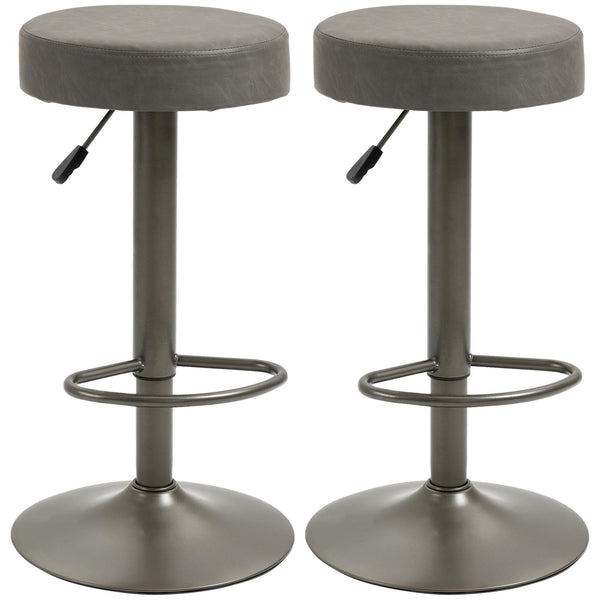 Lot de 2 tabourets de bar 35x36x64-85 cm avec repose-pieds en simili cuir gris prezzo