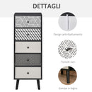 Cassettiera 5 Cassetti 39,5x39,5x110 cm in MDF Nera e Grigia
