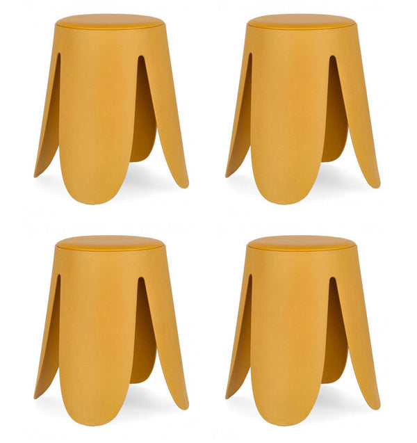 Set 4 Sgabelli Ø37x47 cm in Similpelle Imogen Senape online