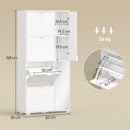 Scarpiera con Specchio 82x30x168 cm 4 Cassetti Ribalta e Armadietto 2 Ante in MDF Bianco      