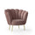 Fauteuil coquille Orel 75x80x75 cm en velours vieux rose