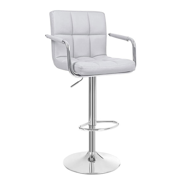 sconto Tabouret avec accoudoirs à vérin à gaz et siège pivotant en similicuir gris Vandi