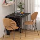 Tavolo da Pranzo Pieghevole per 2-6 Persone 120x80x73 cm con Ruote in Truciolato Nero Effetto Marmo      