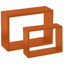 Set 2 Mensole a Muro Moduli da Parete Pensili Rettangolari in Legno Arancione