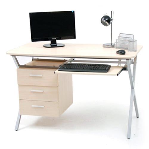 Bureau avec Commode et Porte-Clavier Structure en Acier Mdf Couleur Érable Plateau  acquista
