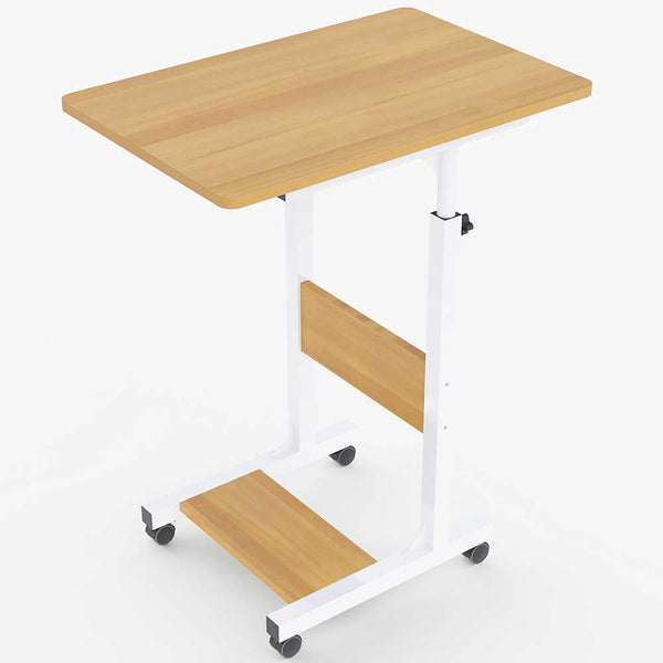 Tavolino Porta PC Computer da Letto Divano Regolabile con Ruote Beige sconto