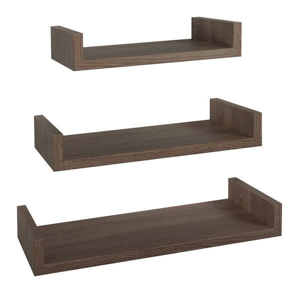 online Set 3 Mensole da Parete 60-50-40x23,7x8 cm in Fibra di Legno Calamita Maxi Noce