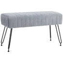 Panca Fondo Letto Imbottita 82x30x47 cm Pelliccia Sintetica Grigia  