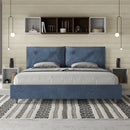Letto Matrimoniale Imbottito in Microfibra Appia Large Blu Varie Misure