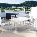 Tavolo da Giardino 160x90x75 cm in Alluminio Piano in Vetro Kraus Modigliani Bianco