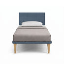 Letto 1 Piazza e Mezza con Rete Rivestita Microfibra Blu Tessis Testata Square Varie Misure