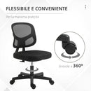Sedia Poltrona Operativa da Ufficio 45x45x78-88 cm in Nylon e Rete Nera