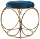 Sgabello Tondo Ø40x46 cm in Ferro e Velluto Soriani Blu