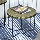 Set 2 Tavolini da Giardino in Metallo con Ceste Nero e Bronzo