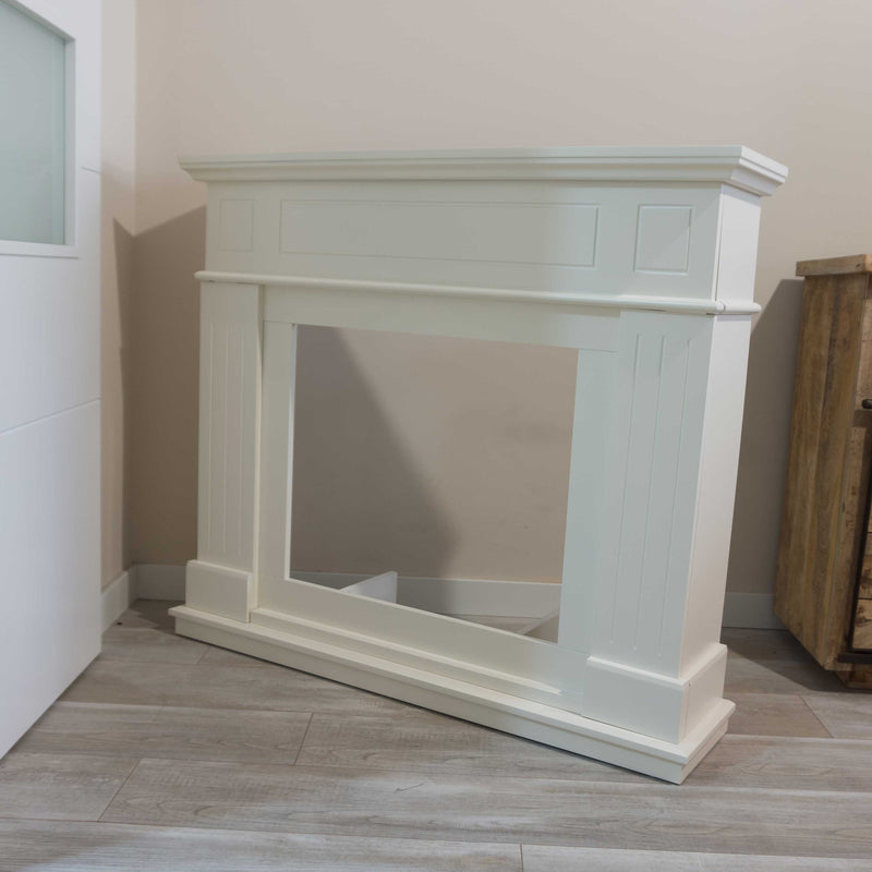 Camino Elettrico da Pavimento 110x95x25 cm Effetto Fiamma 1500W Sined Pienza Bianco