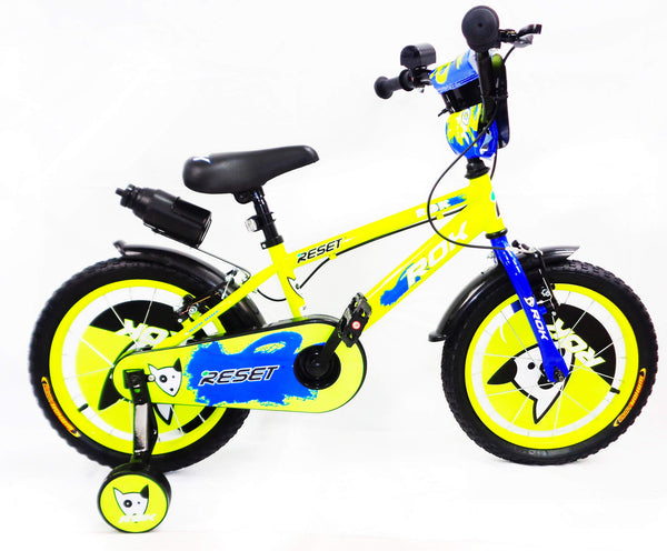 sconto Vélo enfant 12" 2 freins avec bouteille d'eau et bouclier avant jaune et bleu