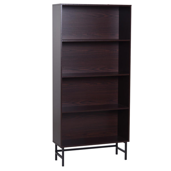 online Bibliothèque 4 étagères avec structure en acier café foncé 80x29,5x180 cm