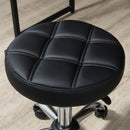 Sgabello Girevole Rotondo con Ruote Ø35,5x51-67 cm Altezza Regolabile in Similpelle Nero